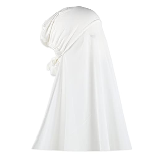 Instant Chiffon Hijab with Tie Back Under Cap Solid Color Soft Chiffon Scarf With Hijab Inner Caps For Muslim Women - color: Snow White