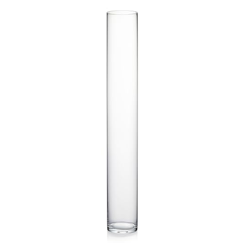 WGVI Quality Thick Weighted Tall Clear Cylinder Glass Vases, 4" W x 28" H, Flower Arrangement Floating Candle Holders Wedding Centerpieces Event Floral Container Floor Display Home Décor, 1 Piece - size: 4"x28"H