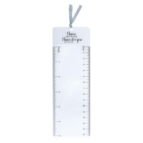 Christian Art Gifts Clear Reading Magnifying Scripture Bookmark for Men, Women & Kids: I Know the Plans - Jer. 29:11 Inspirational Bible Verse w/Ruler for Measuring & Satin Ribbon for Books & Bibles - color: The Plans