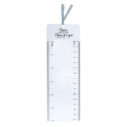Christian Art Gifts Clear Reading Magnifying Scripture Bookmark for Men, Women & Kids: I Know the Plans - Jer. 29:11 Inspirational Bible Verse w/Ruler for Measuring & Satin Ribbon for Books & Bibles - color: The Plans