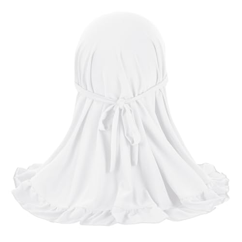 GREUS 2Pcs Kids Hijab for 2-6Y Girls Muslim Headscarf One Piece Hijabs Khimar Islam Arab Scarf Turban Bandana Hat Head Wrap - color: Set D (Black + White)
