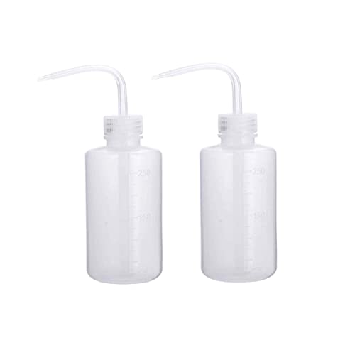 SKYPRO 250ml Plastic Safety Wash Bottle, Transparent White, 2 Packs - Narrow Mouth, Adjustable Flow - Plant Care, Laboratory/Scientific Use - color: white 250ml 2pcs