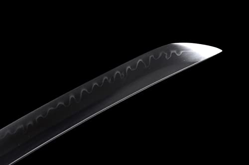 Shinken of Sword Japanese Short Tanto Sword Clay Tempered T10 Steel Blade | Functional hand forged T10 steel Tanto: Real Hamon, 60 HRC edge, full tang & genuine ray skin tsuka for collection