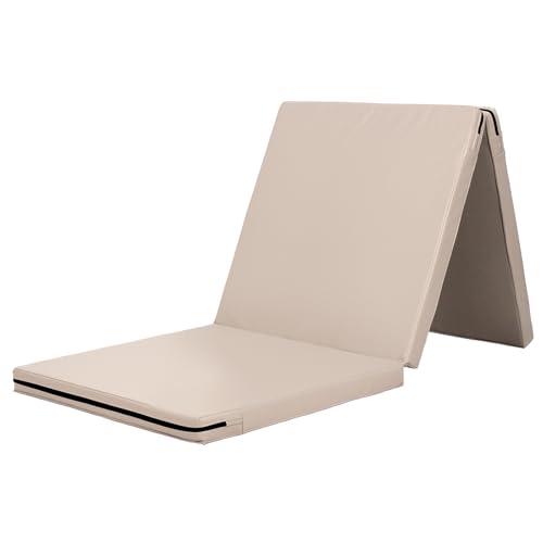 KaRaDaStyle Gymnastics Mat Folding Stretch Mats 71"x24"x2" Exercise Muscle Training Children Play Horizontal Bar Mat Yoga Sports Soundproof Home Use - color: Greige