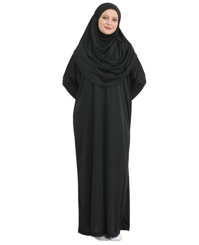 Prien Muslim Dress For Women With Hijab, Abaya, Instant Prayer Clothes Set, Islamic Wear, Dubai Kaftan Jilbab Burqa - color: Black, size: X-Small-XX-Large