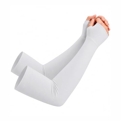 netdraw Unisex Bamboo Viscose Arm Sleeves with Thumb Hole - color: Light Gray, size: Small-Medium