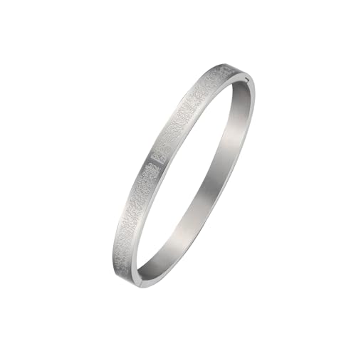 AYATUL KURSI Islamic Jewelry Bracelets Stainless Steel Openable Bangles Arabic Calligraphy Islamic Faith Gifts Messager Islamic Calligraphy Muslim Men Jewelry Bracelets Gift for Women - color: 1-Steel color