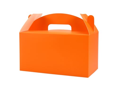 Papertide Orange Gable Box with Handles, 30 Pack 9.45×5×5 inch Sturdy Colorful Cardstock treat Boxes for Christmas Birthday Party Favors, Premium Presentation Boxes with Lids - color: Orange