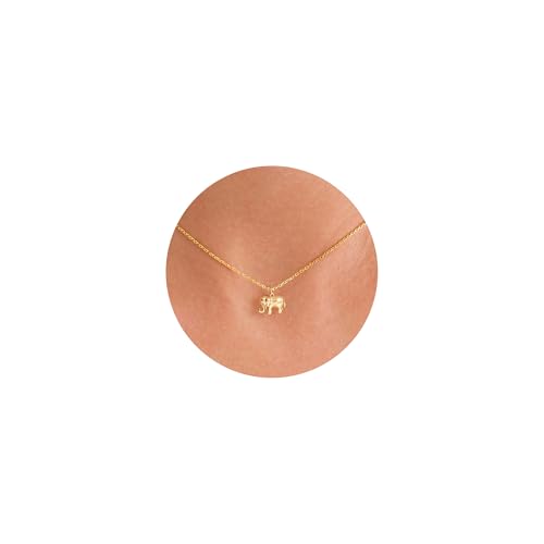 VRIUA Gold Necklace for Women, 14K Gold Plated Dainty Charm Necklace - color: Elephant