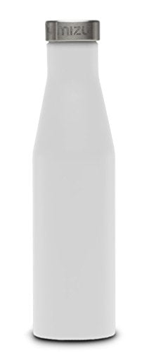 MIZU - S6 Slim Series Water Bottle | 19 oz. Double Wall Stainless Steel Vacuum Insulated | Narrow Mouth with Leak Proof Cap | Multiple Colors | BPA Free - color: White