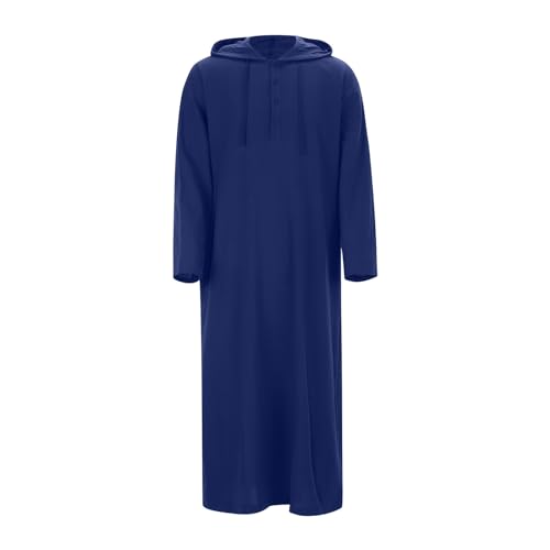 Generic Caftans for Men Long Sleeve Kaftan Thobe V Neck Men Thobe with Pocket Big and Tall Kaftan Muslim Men Thobe - color: Blue-2, size: 4X-Large