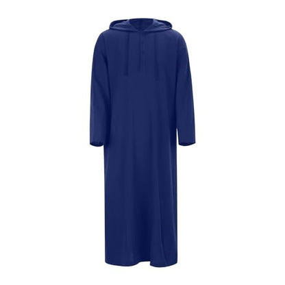 Generic Caftans for Men Long Sleeve Kaftan Thobe V Neck Men Thobe with Pocket Big and Tall Kaftan Muslim Men Thobe - color: Blue-2, size: 4X-Large