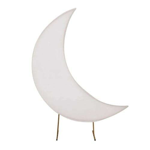 White Spandex Crescent Moon Backdrop Stand Cover 6.5 Feet for Birthdays Party Events Reception Home Decorations Supplies - color: White