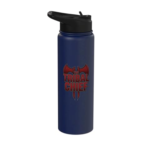The Tribal Chief Combat Sports Funny Mma Wrestling Stainless Steel Insulated Water Bottle - color: Navy Blue