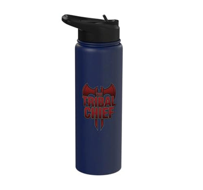 The Tribal Chief Combat Sports Funny Mma Wrestling Stainless Steel Insulated Water Bottle - color: Navy Blue