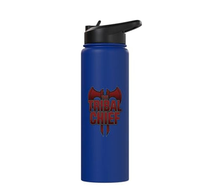 The Tribal Chief Combat Sports Funny Mma Wrestling Stainless Steel Insulated Water Bottle - color: Royal Blue