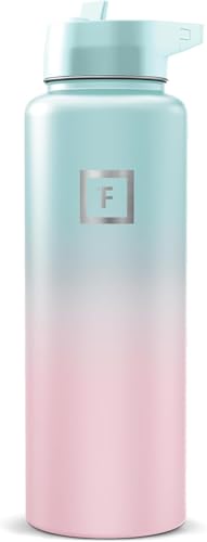 IRON °FLASK 40 oz Wide Mouth Water Bottle with Straw - color: Bubble Gum, style: Straw - 40 Oz (1 Lid)