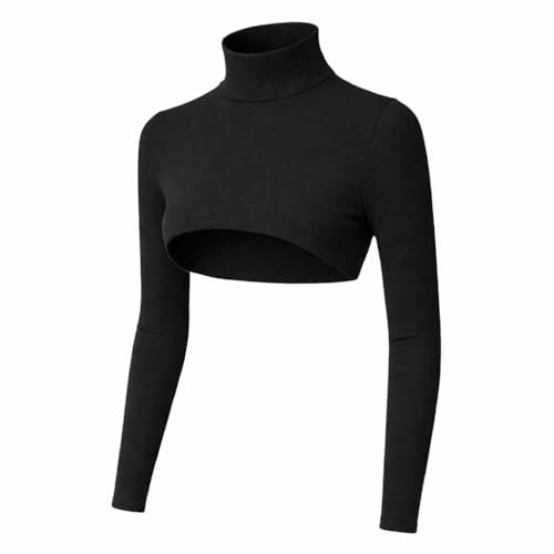 AMAL Modest Arm Sleeves Bolero for Women – Long Sleeve Crop Shrug, Islamic Hijab Layering Top, Soft Stretch Cotton Cover Up - color: Black, size: Small