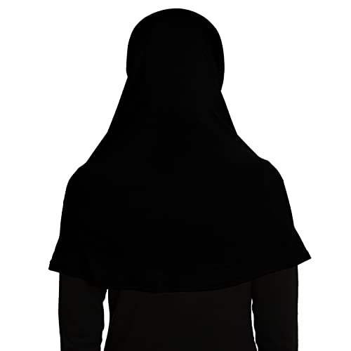 TheHijabStore.com Women's 2 Piece Amira Jersey Hijab - Soft Modal Stretch Head Scarf with Tube Under Scarf Cap - color: Black