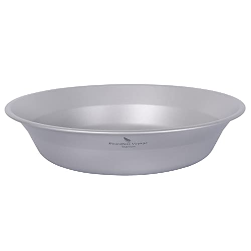 Boundless Voyage Ultralight Titanium Bowl Pan Plate Dish with Carry Bag Outdoor Camping Portable Tableware Cookware (Ti1112T (Shallow Bowl)) - color: Ti1112T (Shallow Bowl)
