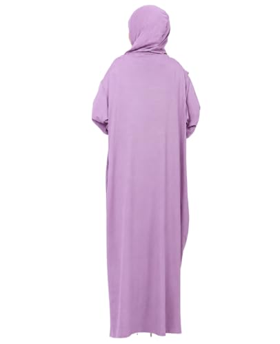 Prien Prayer Dress For Women, Cotton Muslim Abaya, Soft Hijab, Elegant Turkish Islamic Wear For Eid, Ramadan, Umrah, Hajj - color: Lilac