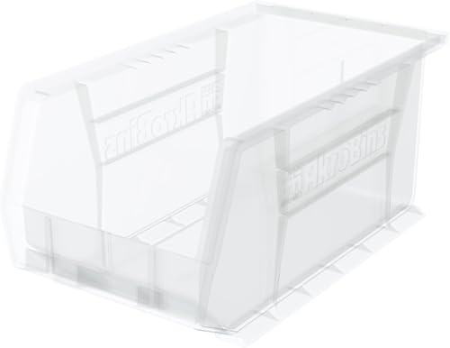 Akro-Mils 30240 AkroBins Plastic Storage Bins, 15"x8"x7", Clear, 12-Pack | Space-Saving Stackable Bins for Garage, Pantry, Craft Organization - color: Clear