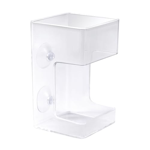 Fish Feeder for Aquarium, 3.94x2.36 Inch Fish Tank Dish Tray Floating & Sinking Food Container Holder Dispenser with Suction Cups Feeding Tube Ring Accessories for Turtle Shrimp Betta Feeding (Square)