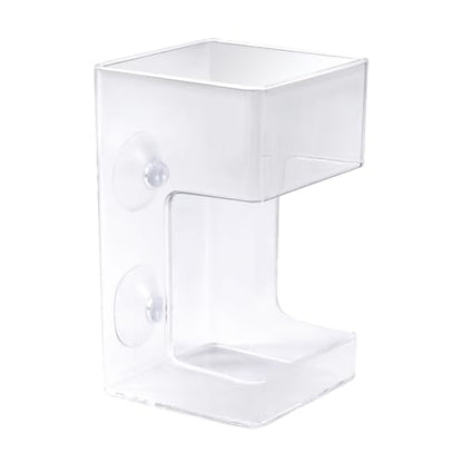 Fish Feeder for Aquarium, 3.94x2.36 Inch Fish Tank Dish Tray Floating & Sinking Food Container Holder Dispenser with Suction Cups Feeding Tube Ring Accessories for Turtle Shrimp Betta Feeding (Square)