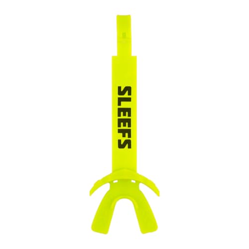 SLEEFS X Safety Yellow Football Mouth Guard - Lip/Mouthguard with Helmet Strap - Lip/Teeth Protector Mouthpiece - Moldable - for Youth/Adults, Men & Women Mouth Guard, Maximum Air Flow, All Sports - color: Safety Yellow