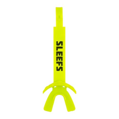 SLEEFS X Safety Yellow Football Mouth Guard - Lip/Mouthguard with Helmet Strap - Lip/Teeth Protector Mouthpiece - Moldable - for Youth/Adults, Men & Women Mouth Guard, Maximum Air Flow, All Sports - color: Safety Yellow