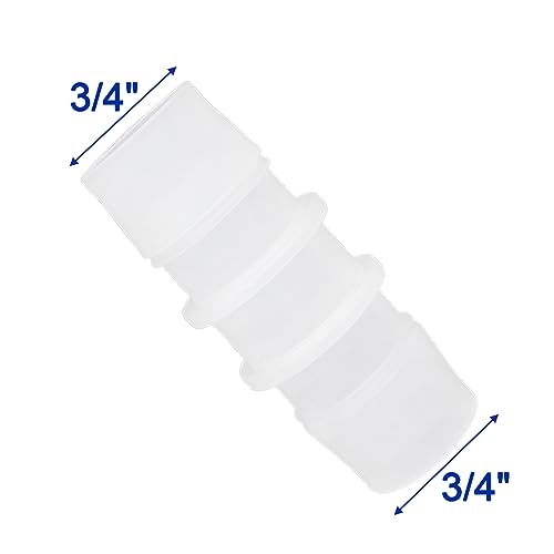 Plastic Hose Barb Fitting, 3/4" x 3/4" Pipe Connectors, Barbed Splicer Mender Joint Adapter Union Fitting, 6 Pcs - size: 0.75 Inch