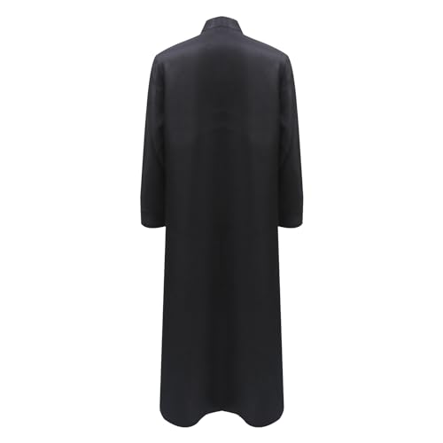 Men's Cassock Robe Church Robe Choir Minister Clergy Pulpit Liturgical 5 colors - color: Black, size: Large