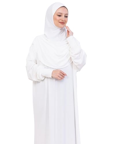 Prien Prayer Dress For Women, Cotton Muslim Abaya, Soft Hijab, Elegant Turkish Islamic Wear For Eid, Ramadan, Umrah, Hajj - color: Cream