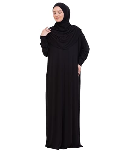 Prien Prayer Dress For Women, Cotton Muslim Abaya, Soft Hijab, Elegant Turkish Islamic Wear For Eid, Ramadan, Umrah, Hajj - color: Black