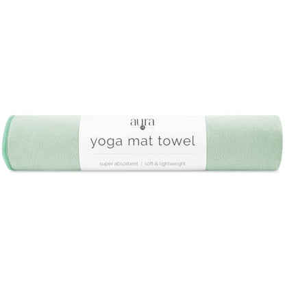 S&T INC. Aura Microfiber Yoga Mat Towel, 26.5" x 72", Green | Soft and Absorbent, Quick-Dry for Gym, Pilates, and Hot Yoga, Compact for Gym Bag, Machine Washable - color: Sage Green