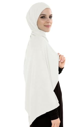 Lina & Lily Breathable Premium Modal Woven Hijab Head Scarf Shawl Wrap for Muslim Women Lightweight - color: Ivory White