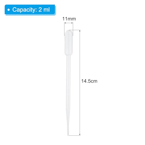PATIKIL 2ml Pipettes Dropper, 60pcs Plastic Pipettes Disposable Pipette Transfer Pipette Calibrated Plastic Eye Dropper with Scale for Science Laboratory Resin DIY Crafts Art Makeup Oils - size: 2ml