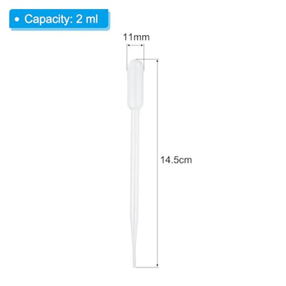PATIKIL 2ml Pipettes Dropper, 60pcs Plastic Pipettes Disposable Pipette Transfer Pipette Calibrated Plastic Eye Dropper with Scale for Science Laboratory Resin DIY Crafts Art Makeup Oils - size: 2ml