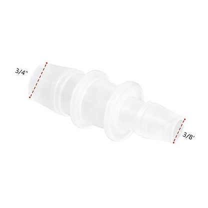 Plastic Hose Barb Reducer Pipe Fittings 3/4" to 3/8" Connectors Joint Splicer Mender Adapter Union Boat Water Air Aquarium O2 Fuel (Pack of 3) - size: 3/4" to 3/8"