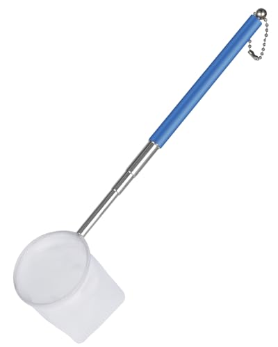 Pawfly Soft Round Aquarium Net, 2 Inch Shrimp Net with Extendable Stainless Steel Handle for Baby Fish, Food Residue Debris - color: Blue Round, size: 2 Inch