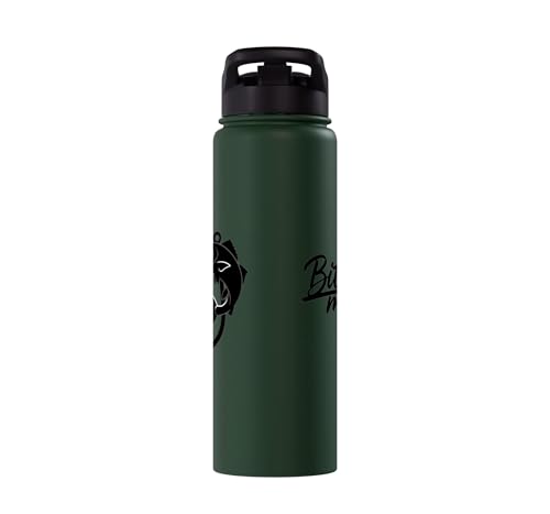 Bite Me Fishing Hook Funny Angler Fish Graphic Stainless Steel Insulated Water Bottle - color: Dark Green