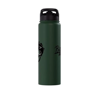 Bite Me Fishing Hook Funny Angler Fish Graphic Stainless Steel Insulated Water Bottle - color: Dark Green