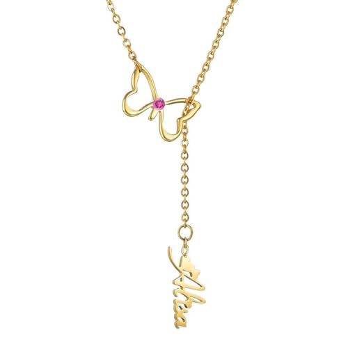 10K/14K/18K Solid Gold Name Plate Necklace,Real Gold Customized Name Necklace with Birthstone for Women,Personalized 1-4 Nameplates Necklaces Birthday for Her Girls - color: Style 1