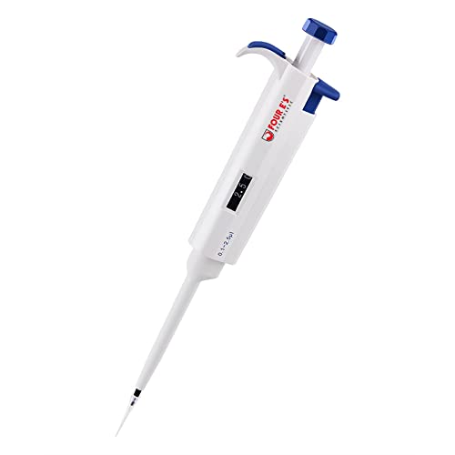 FOUR E'S SCIENTIFIC 0.1-2.5μL Pipette, Single-Channel Adjustable Pipettor | Manual Micropipette, Clear Volume Display, Lightweight Ergonomic Design - size: 01 (0.1-2.5ul)
