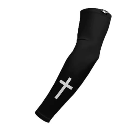 Faith Cross White and Black Arm Sleeve - color: Faith Cross Black, size: Small-Medium