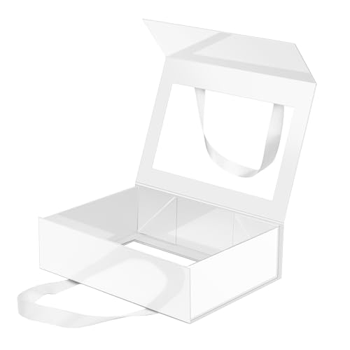Magnetic Closure Gift Boxes with Lids for Presents White - color: 10.5x7.5x3-White-Gift Box with Window-1 Pack