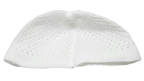 Set 2 Pieces Muslim Skull Cap Beanie AMN-341 Islam Prayer Crochet Takke Kufi Hat Eid Ramadan Gift - color: Bk & White, size: Large