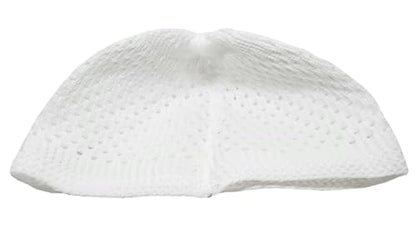 Set 2 Pieces Muslim Skull Cap Beanie AMN-341 Islam Prayer Crochet Takke Kufi Hat Eid Ramadan Gift - color: Bk & White, size: Large