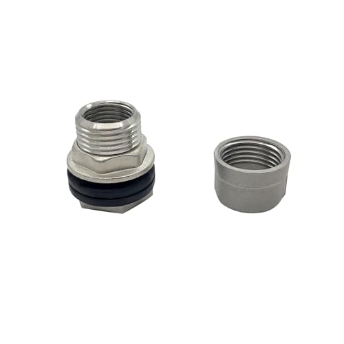 Beduan Stainless Garden Hose Bulkhead Fitting, 3/4 GHT Male to 1/2 Female Bulkhead Water Tank Connector Thru-bulk Fitting for Rain Barrels, Aquariums, Sinks, Irrigation with Caps(Pack of 2) - size: 3/4 GHT Male x 1/2 Female, style: PackOf 2