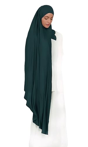 Lina & Lily Pre-sewn Instant Slip-on Modal Jersey Hijab Head Scarf Wrap for Muslim Women - color: Dark Teal
